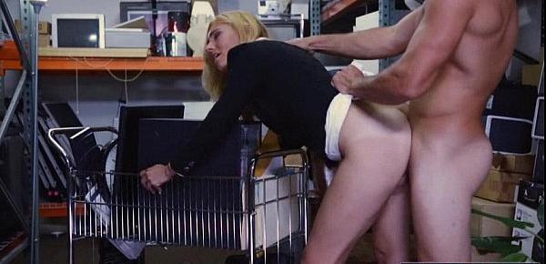  Hot blonde MILF gets paid by Pawnshop owner for bj and fuck